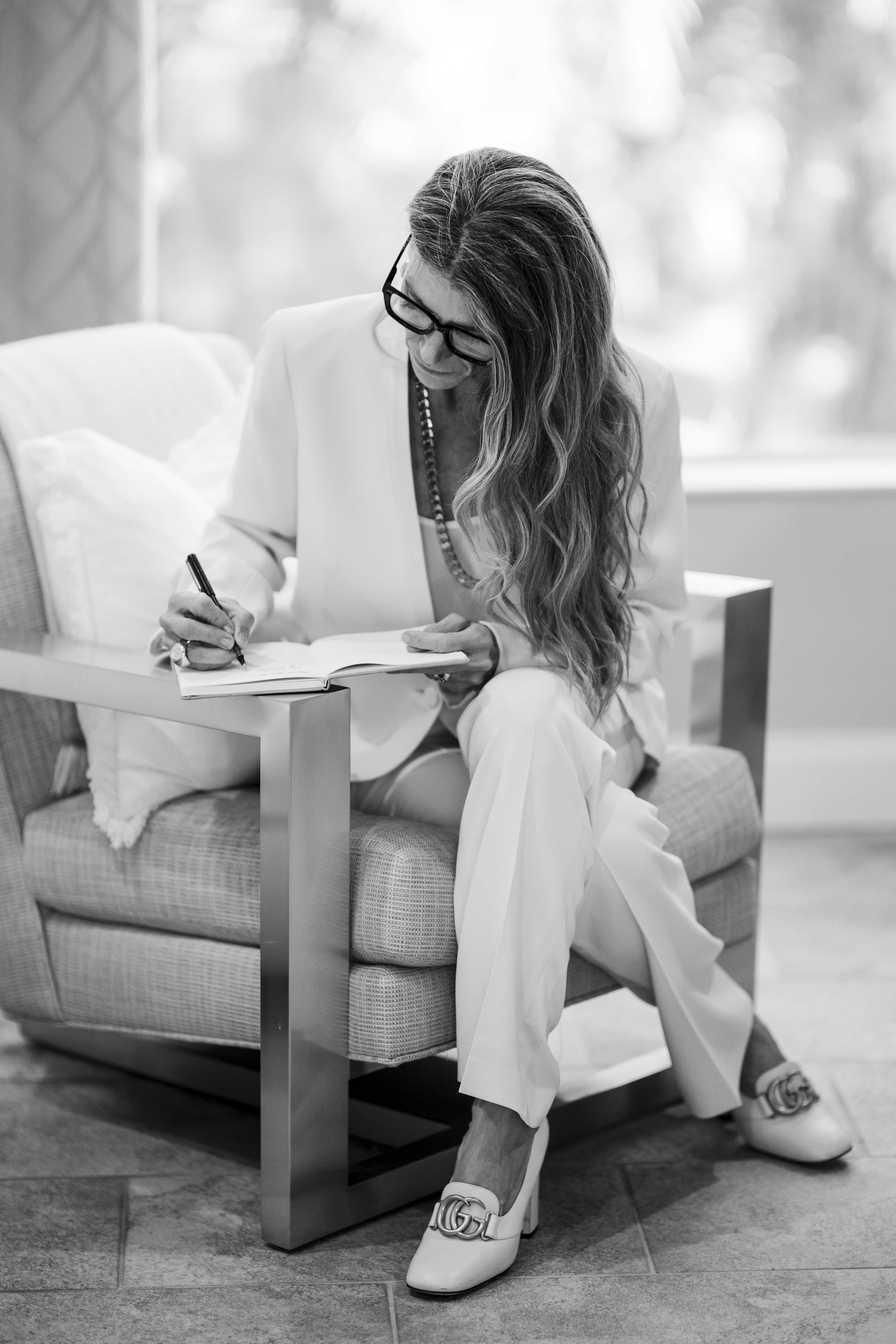 Katy Saeger speaking to press